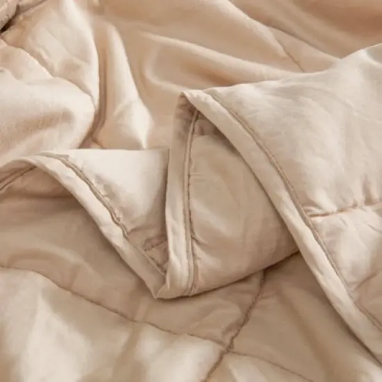 48"x72" 20lbs Solid Cotton Weighted Bed Blanket Tan - Pur Serenity image {3}