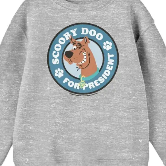 Scooby Doo For President Youth Athletic Gray Crew Neck Sweatshirt image {1}