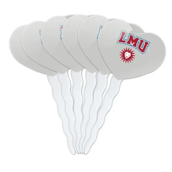 NCAA Loyola Marymount University Lions Heart Love Cupcake Picks Toppers Decoration Set of 6 image {7}