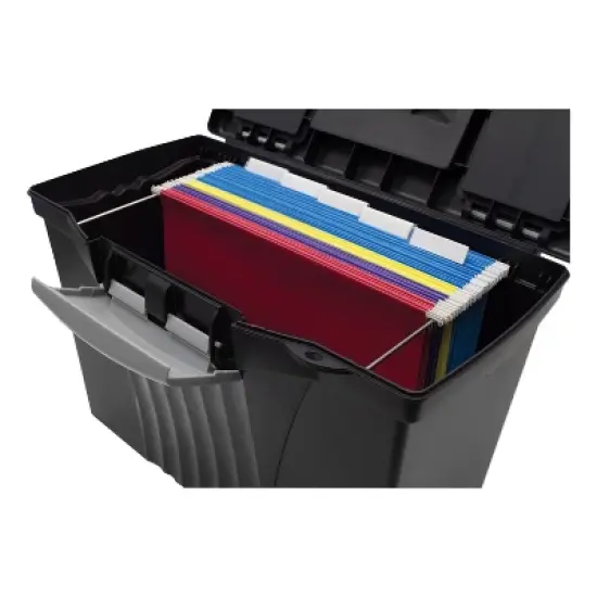 Storex Portable Letter/Legal Filebox with Organizer Lid, Letter/Legal Files, 14.5" x 10.5" x 12", Black image {6}