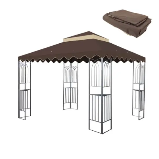 Sevobal Patio Umbrellas Outdoor Patio Gazebo Canopy, Outdoor Replaceable Canopy, Double Shed Roof, Canopy Top Only , Brown, 118"*118"*26.78" image {5}