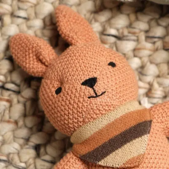 INFURNIC Baby and Toddler Learning Toys Ultra Soft Handmade Cotton Knitted Bunny Plush Toy for Cozy Nursery Comfort, Khaki, 16"*10"*1" image {4}