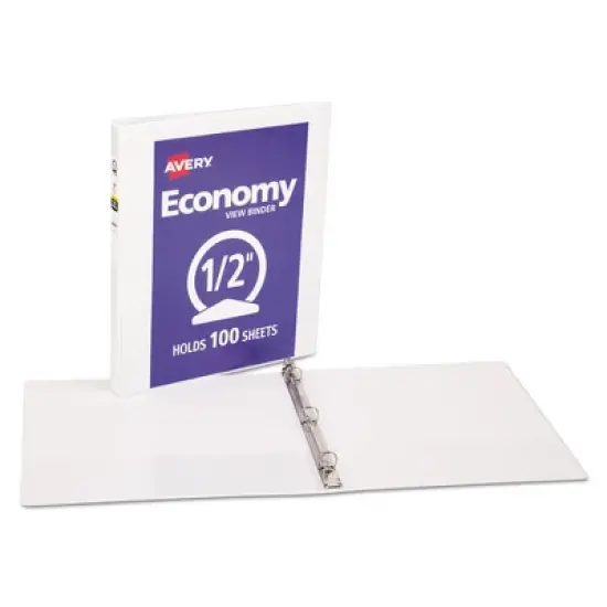 Avery Economy View Binder with Round Rings , 3 Rings, 0.5" Capacity, 11 x 8.5, White, (5706) image {6}