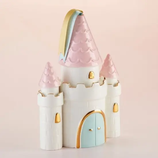 Baby Aspen 'Simply Enchanted' Princess Castle Ceramic Piggy Bank for Girls, Nursery Decor | BA21021NA image {4}