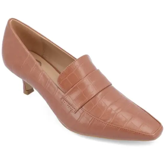 Journee Collection Womens Celina Kitten Heel Loafer Square Toe Pumps image {10}