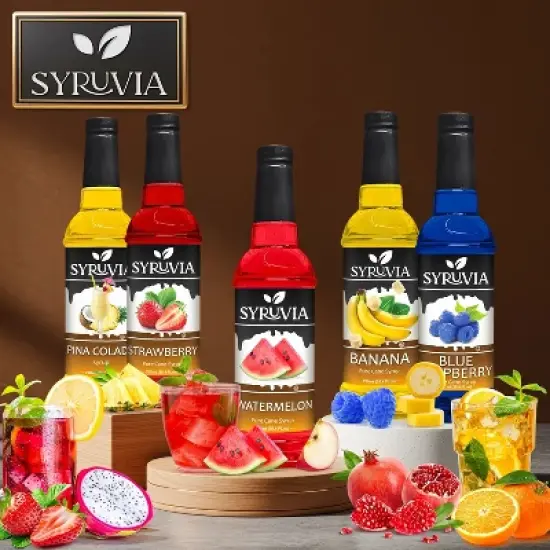 Syruvia Peach Syrup - 25.4 fl oz. Premium Flavoring Syrup For Coffee image {5}