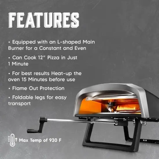 NutriChef Outdoor Pizza Oven with 360&deg; Rotating Pizza Stone image {2}
