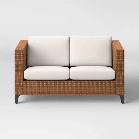 Brookfield Steel Wicker Loveseat - Light Brown - Threshold&trade; image {2}