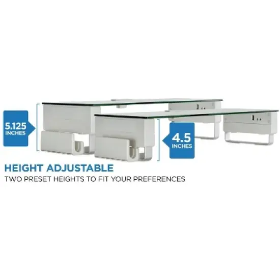 Mount-It! Tempered Glass Monitor Stand with 3 USB Ports | Desktop Riser Fits 24, 27, 30, 32 Inch Screens | 66 Lbs. Weight Capacity image {5}