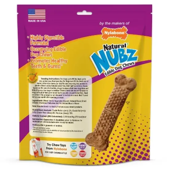 Nylabone Nubz Bacon Dental Chewy Dog Treats - 1.3lb/7ct image {1}
