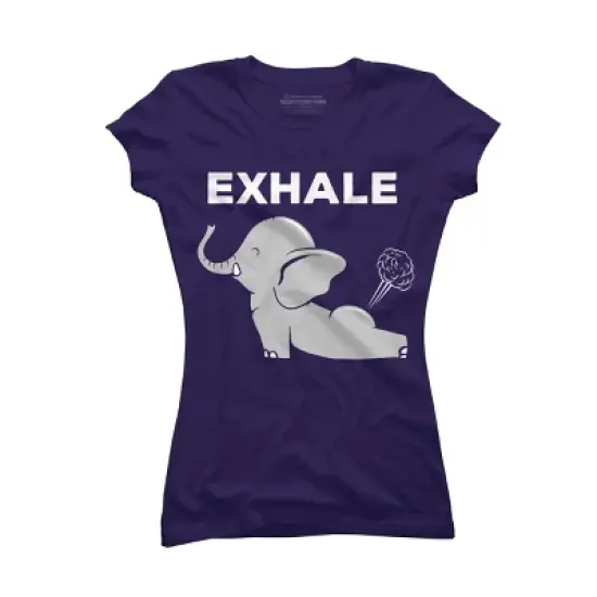 Junior's Design By Humans Exhale Elephant Beyond Yoga Meditation By JplusFunny T-Shirt image {8}