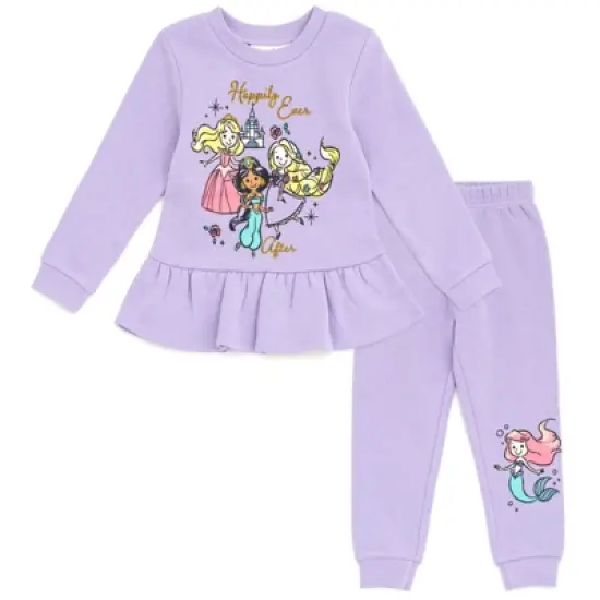 Disney Princess Minnie Mouse Winnie the Pooh Rapunzel Eeyore Piglet Fleece Sweatshirt and Pants Set Infant to Little Kid image {10}