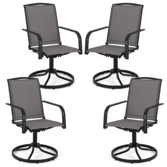Tangkula Patio Swivel Chairs Set of 4 w/ High Back & Round Metal Base for Backyard image {10}