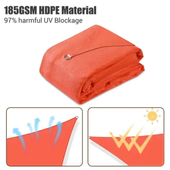 Yescom 12x12 Ft 97% UV Block Square Sun Shade Sail Heavy Duty HDPE Canopy Patio Lawn Red image {2}