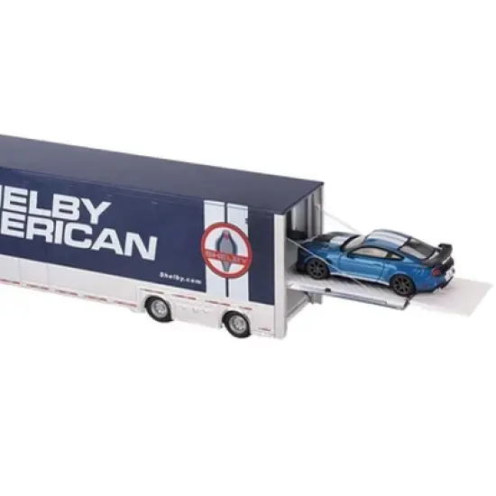 Western Star 49X w/Transporter & Shelby GT500 SE  Blue Met w/White 1/64 Diecast Model Cars by True Scale Miniatures image {4}