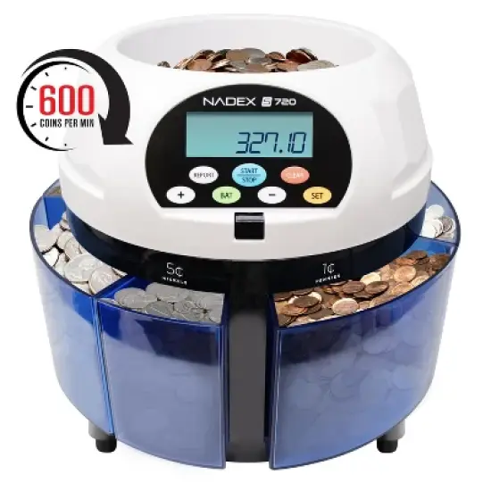 Nadex Coins&trade; S720 High-Speed Coin Counter, Sorter, and Wrapper in White image {7}