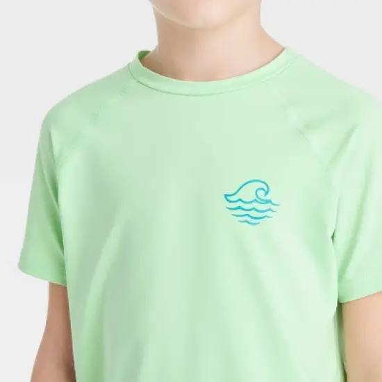 Boys' Short Sleeve Rash Guard Swim Shirt - art class&trade; Green image {1}