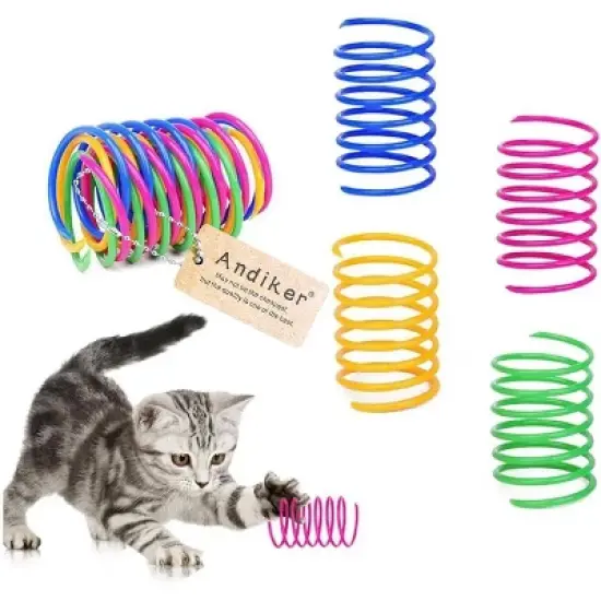 Cat Spiral Spring, 12 Pc Cat Creative Toy Plastic Spring Colorful Springs Cat Toy for Swatting, Biting, Hunting Kitten Toys image {6}