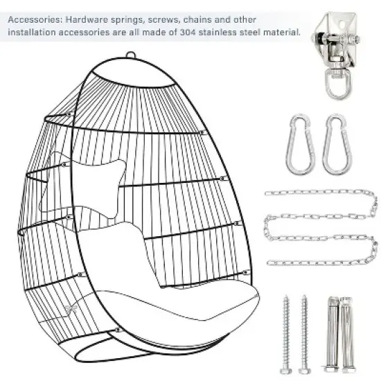 YOOCOZZ Outdoor Rattan Egg Swing Chair image {5}