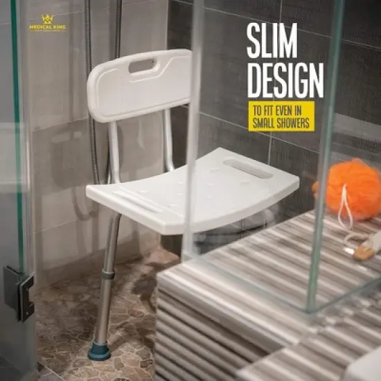 Shower Chair  - Includes Back Scrubber & Additional Sponge - Anti Slip for Safety, with 8 Adjustable Heights Portable - MedicalKingUsa image {3}