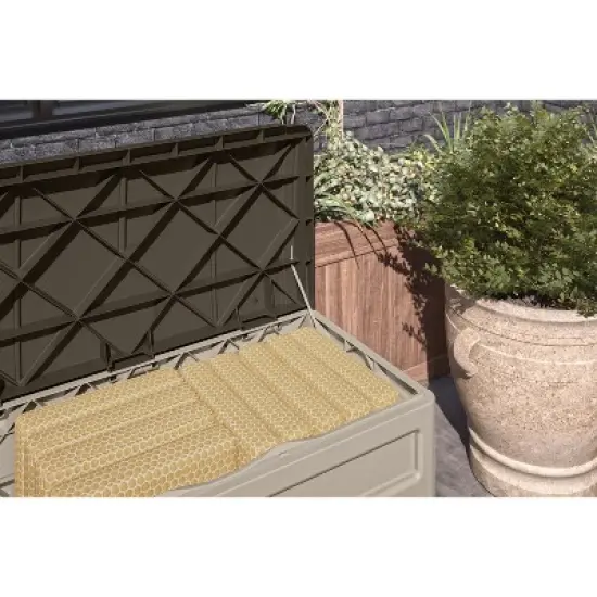Suncast Resin Deck Box With Wheels 78gal - Taupe/Brown image {3}
