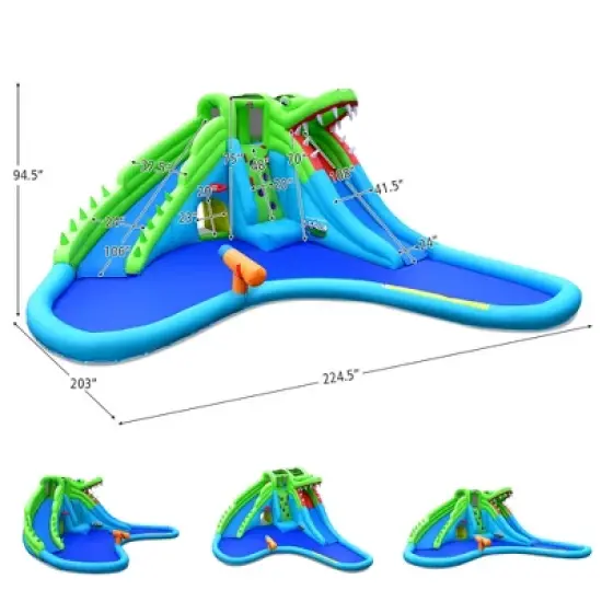 Costway Inflatable Kid Bounce House Dual Slide Climbing Wall Splash Pool w/Bag image {1}