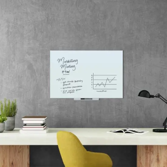 U Brands 36"x24" Frameless Glass Dry Erase Board with Tray White Frosted Surface image {3}