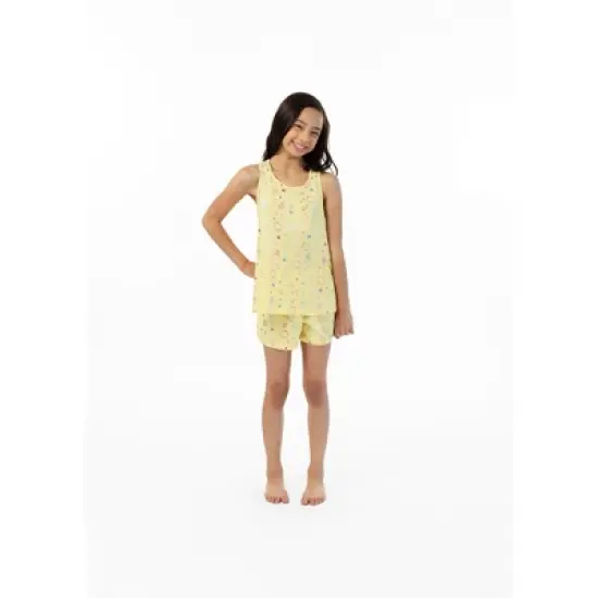 Sleep On It Girls Yellow Celestial 2-Piece Tank Pajama Shorts Sleep Set image {2}