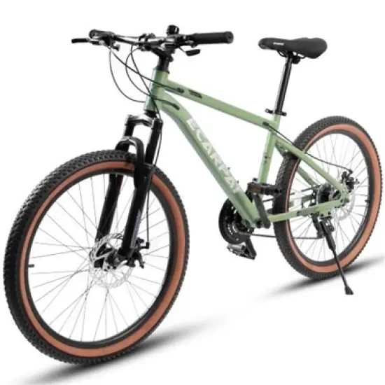 YONWAY 24 Inch Mountain Bike for Teenagers, High Carbon Steel Frame, Disc Brakes, Durable Design for School Commuting image {7}