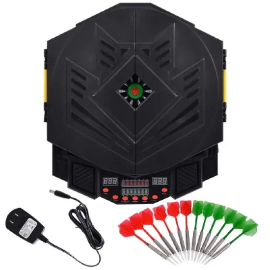 Costway Professional Electronic Dartboard Cabinet Set w/ 12 Darts Game Room LED Display image {7}