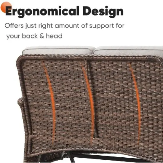 Buenhomino Patio Loveseat Glider Wicker Loveseat Rattan Glider Sofa with Curved Armrest Thicking Back & Seat Cushions for Garden Balcony Backyard image {4}