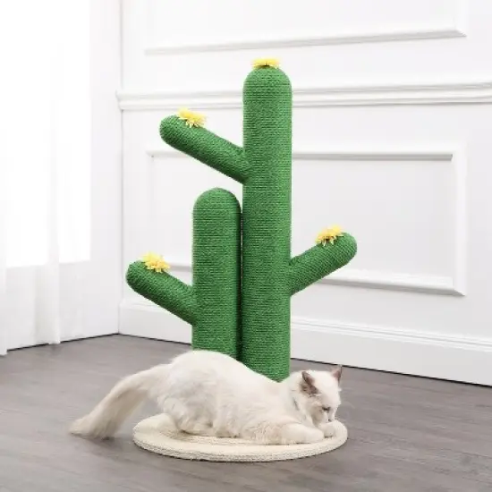 Socorro Modern Jute Double-Cactus Cat Scratching Post with Flower Toys image {5}
