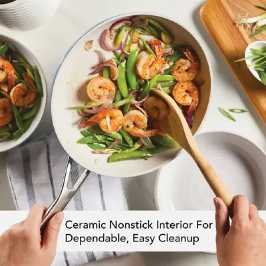 KitchenAid Hard Anodized 10pc Nonstick Ceramic Cookware Pots and Pans Set - Blue Velvet: Tempered Glass Lids, Stainless Steel Handles image {2}