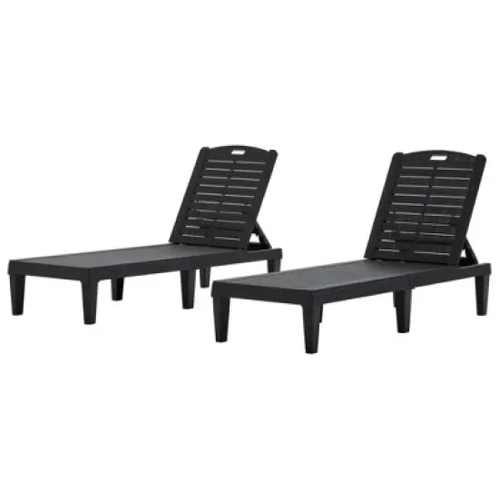 2-Piece Outdoor Chaise Lounge Chair Set - Pool Loungers with 5-Level Adjustable Backrest for Patio, Poolside & Beach,-- Frevyn image {2}