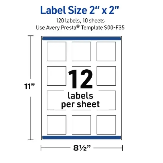 Avery Square Labels, Silver Border, 2" x 2", 120ct image {4}
