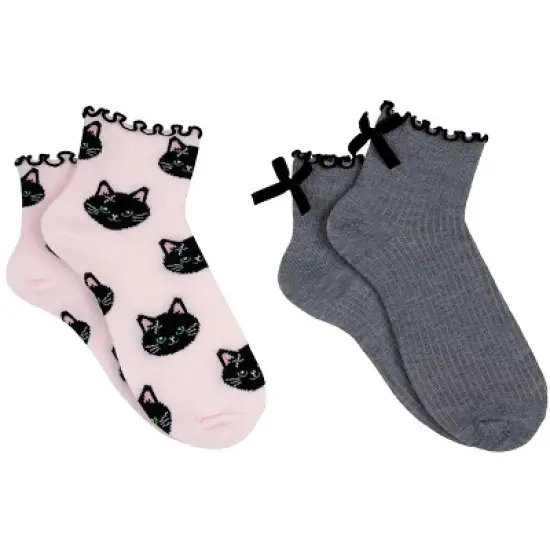 Everything Legwear Halloween Cat 2 Pair Ruffle Anklet Socks image {1}