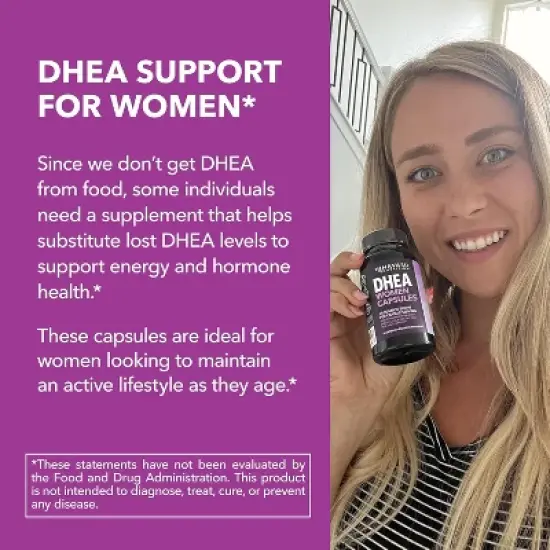 DHEA Supplement for Women with Biotin 5000mcg, DHEA 50mg and Biotin Capsules for Hormone Balance and Hair, Skin, Nail Support, Havasu Nutrition, 120ct image {5}