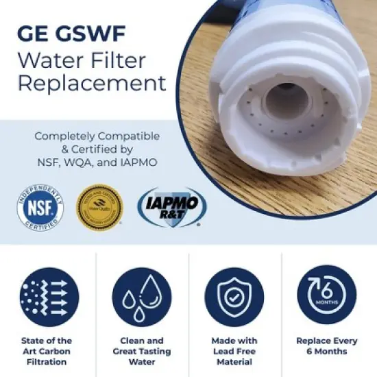 PureLine GE GSWF Refrigerator Water Filter Replacement, Also Compatible with Kenmore 46-9914, 9914, 469914, GSWFDS, AP3418061 Filters image {2}