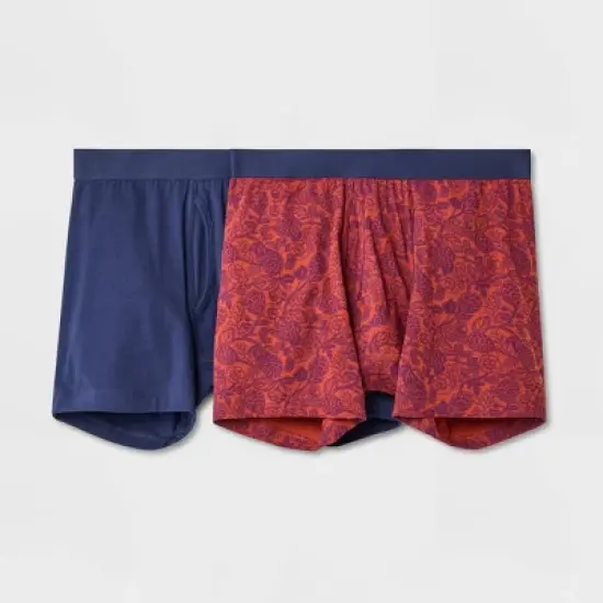 Men's Floral Boxer Briefs 2pk - Goodfellow & Co&trade; Dark Orange/Red image {2}
