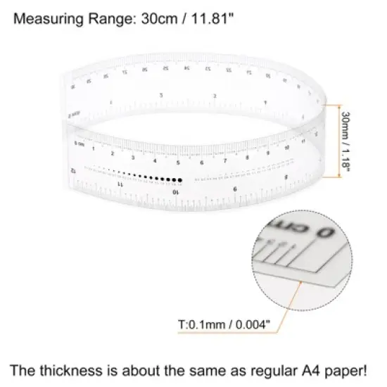 Unique Bargains PET Plastic Folding Measuring Tool Film Flexible Rulers image {1}