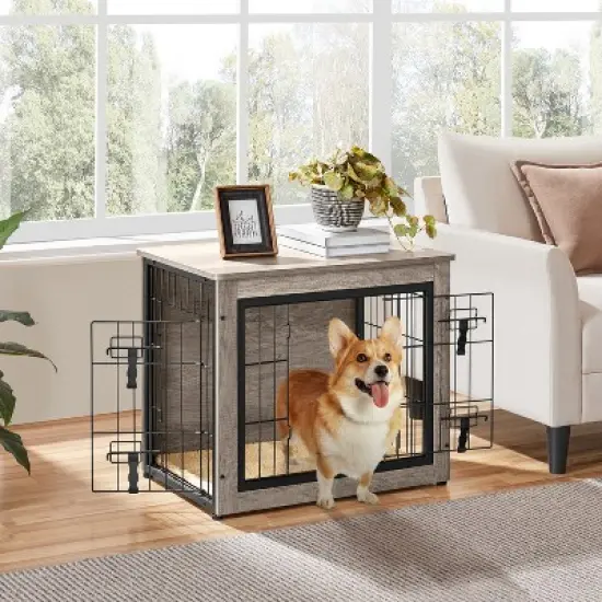 Yaheetech Industrial Multi-functional Dog Crate Furniture Wooden Dog Kennel image {1}