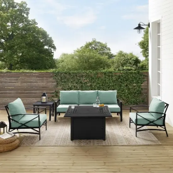 Kaplan 5pc Outdoor Sofa Set with Fire Table - Mist - Crosley image {8}
