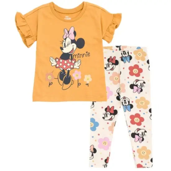 Disney Minnie Mouse Girls Peplum T-Shirt and Leggings Outfit Set Toddler to Little Kid image {11}