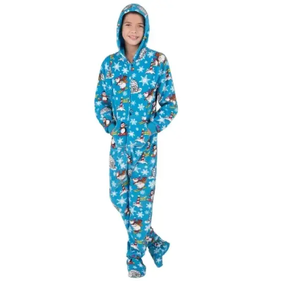 Footed Pajamas - Winter Wonderland Kids Hoodie Fleece Onesie image {2}