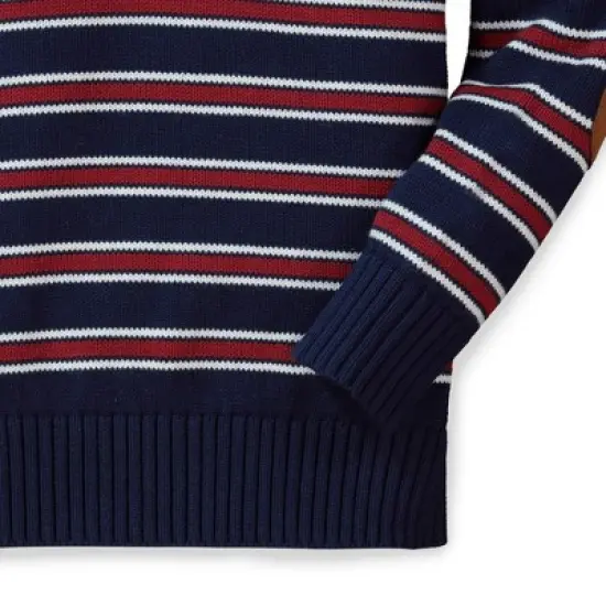 Hope & Henry Boys' Half Zip Pullover Sweater with Elbow Patches, Infant image {3}