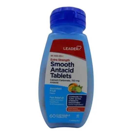 LEADER Extra Strength Antacid Tablets, Assorted Fruit, 750mg, 60 Count image {3}