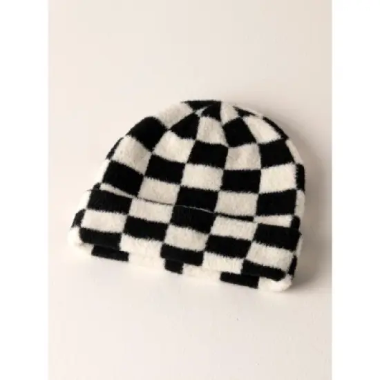 Shiraleah Black and White Check Tanner Beanie image {1}