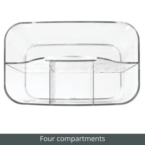 mDesign Small Plastic Caddy Tote for Desktop Office Supplies, 2 Pack, Clear image {4}