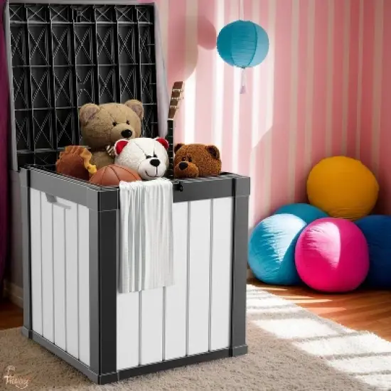 50 Gallon Resin Deck Box, Lockable Waterproof Ourdoor Storage Container for Pool Accessories, Patio and Garden Tools image {5}