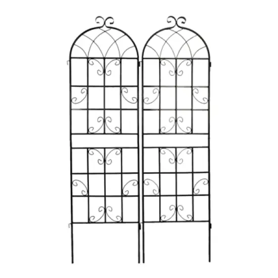 Lirago 4 Pack Metal Garden Trellis Rustproof Climbing Plant Support for Outdoor Flowers Vines Vegetables Black Powder Coated 71"H x 19.7"W x 1"D image {6}